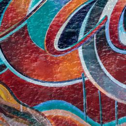 Multi-color wall mural detail