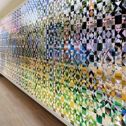 tiled artwork on wall