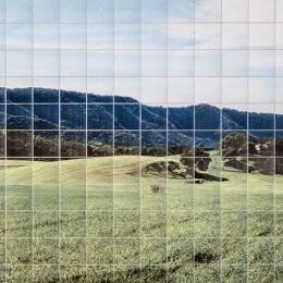 tiled artwork of green hills